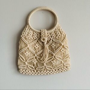 Bohemian Crochet knit Macrame round hanle handbag
